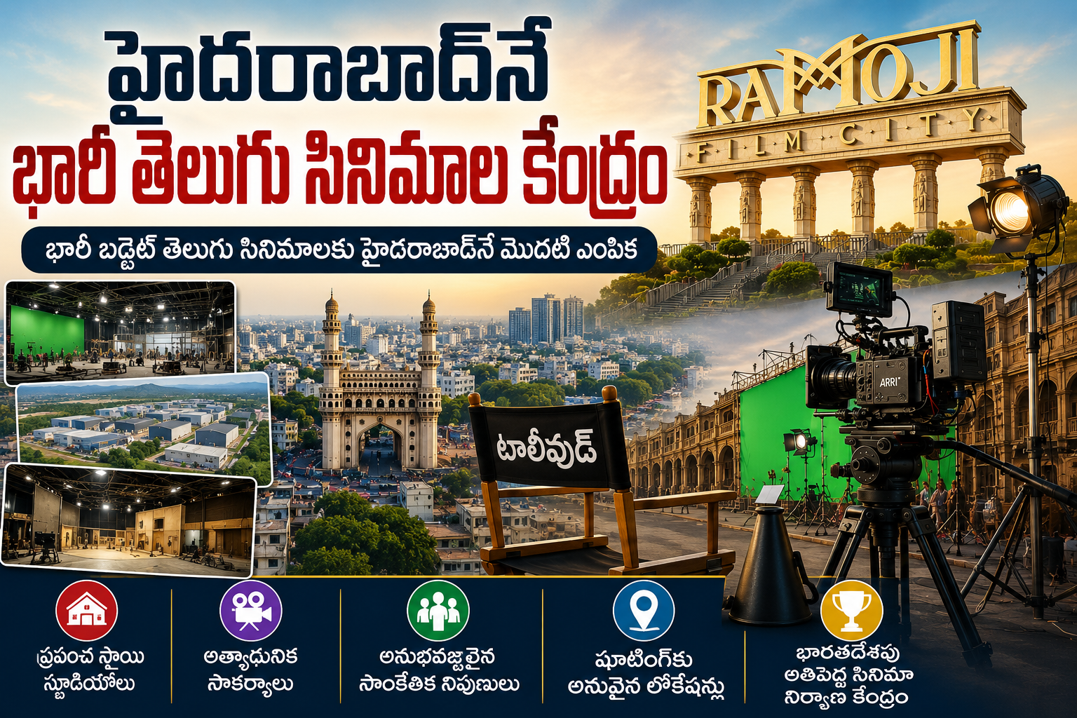 Hyderabad Film Production Hub with Ramoji Film City and Telugu film studios